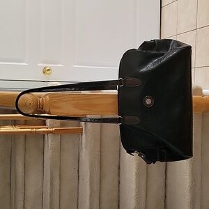 Vintage Mouflon Shoulder Sachel in Black with Brown Detailing